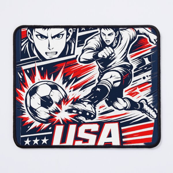 Item preview, USA Manga Soccer T-Shirt – Street Football Anime Style Graphic, Red White Blue Sports Design designed and sold by JonelCrafts.