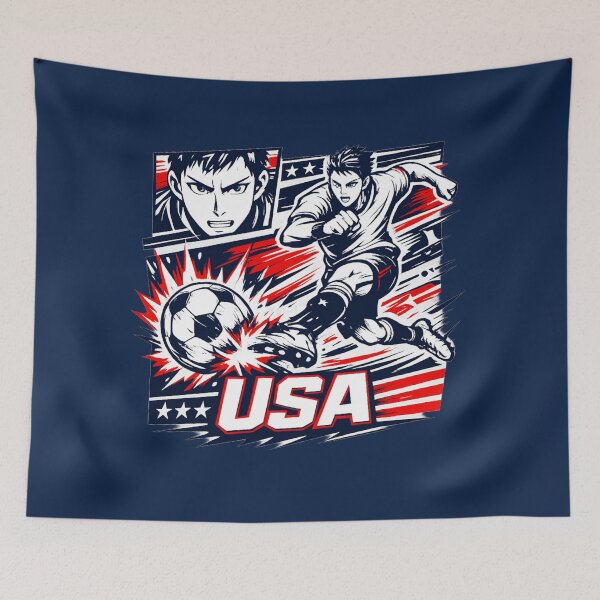 Item preview, USA Manga Soccer T-Shirt – Street Football Anime Style Graphic, Red White Blue Sports Design designed and sold by JonelCrafts.