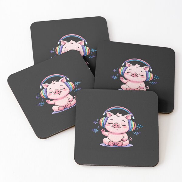 Item preview, Midnight Music Escape Pig – Cute Aesthetic Chill Vibes Headphone Animal, Late Night Relax Mood Cartoon designed and sold by ColorSplash123.