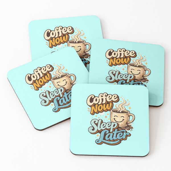 Item preview, Coffee Now Sleep Later – Cute Retro Coffee Lover Design with Smiling Mug for T-Shirt, Sticker, iPhone case, cup, bag, hoodie designed and sold by ArtByTripti.