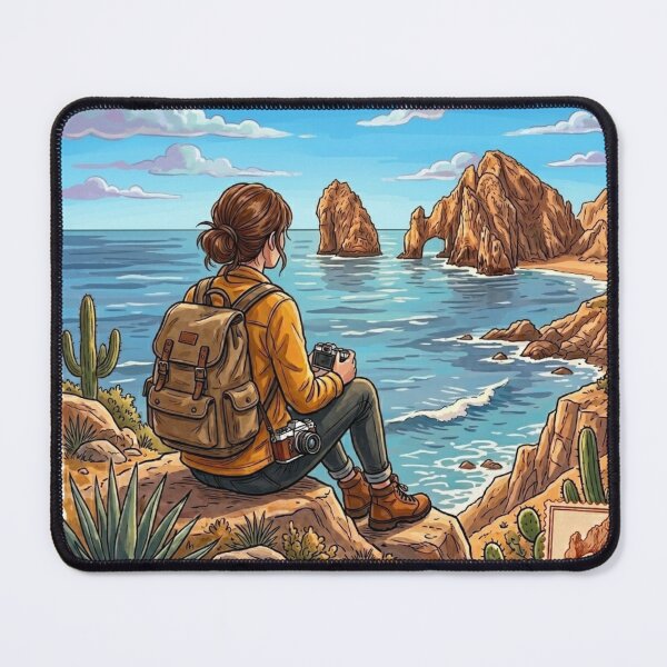 Item preview, Vintage Solo Female Travel Los Cabos- Mexico Adventure Art designed and sold by Bloom & Quiet .