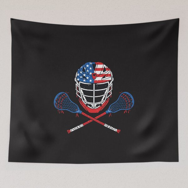 Item preview, Lacrosse American Flag Helmet Lax Sticks Patriotic 4th of July Sports Design designed and sold by kiralynstration.