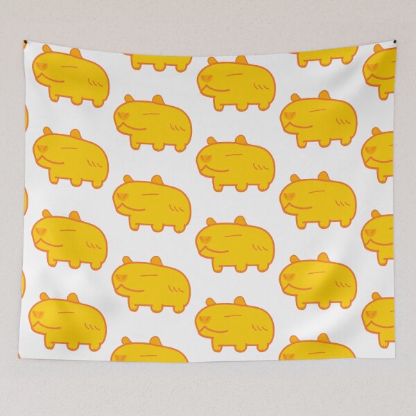 Item preview, Many Sunny Bright Yellow Summer Capybara designed and sold by MiscibilityArt.