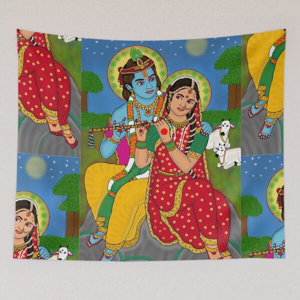 Item preview, Radha Krishna Divine Love Artwork – Hindu Spiritual Illustration designed and sold by Harshit_Digital_Arts.