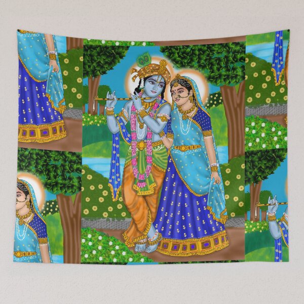 Item preview, Shri Radha Krishna Illustration – Romantic Hindu Mythology Art designed and sold by Harshit_Digital_Arts.
