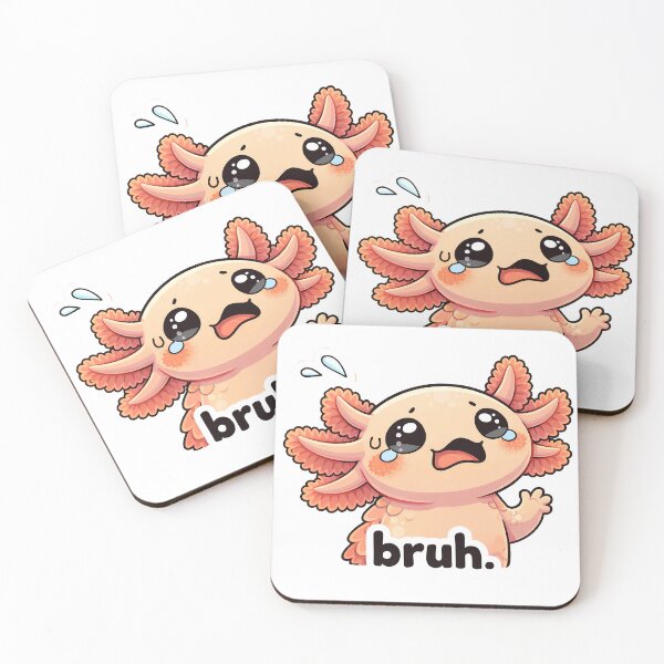 Item preview, Funny Cute Axolotl Meme Sticker Kawaii Viral Cartoon Axolotl "Bruh" designed and sold by RAgustinusM17.