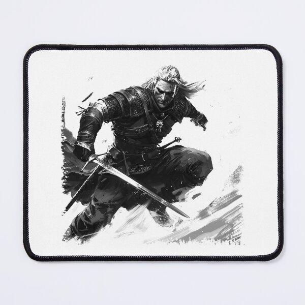 Item preview, White Haired Monster Slayer Warrior | Dark Fantasy Action Art designed and sold by inkoutninja.