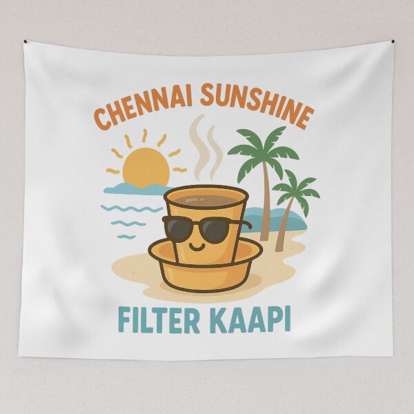 Item preview, Chennai Sunshine Filter Kaapi T-Shirt – Cute Tamil Coffee Beach Retro Summer Design designed and sold by Globalcitytees.