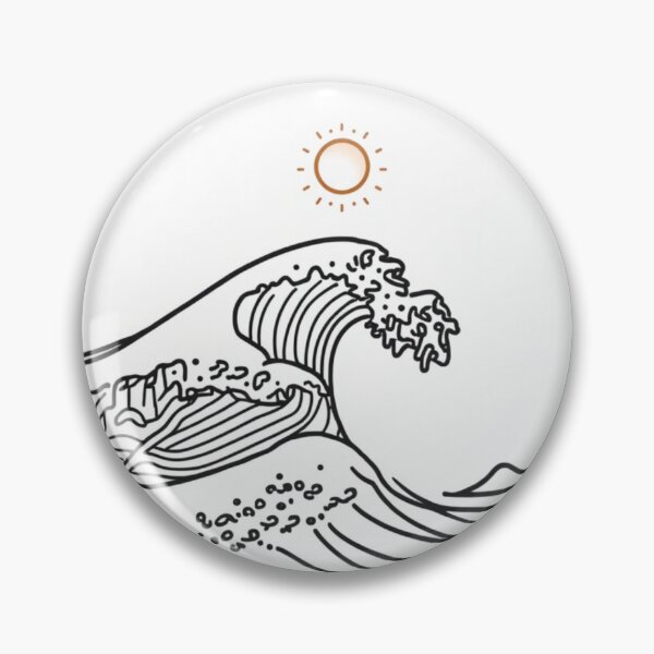 Item preview, Minimal Ocean Wave Line Art with Sun – Clean Aesthetic Design designed and sold by PunchlinePress.