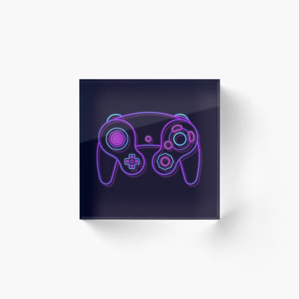 Neon Game Cube Controller Acrylic Block