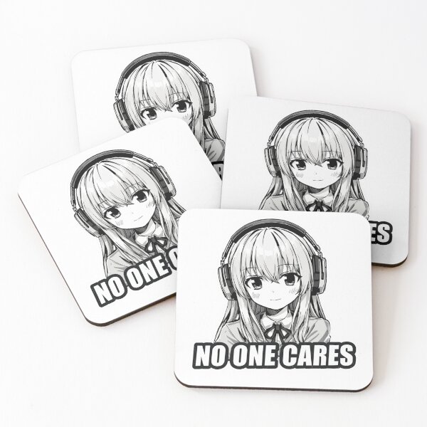 Item preview, No One Cares Anime Girl Sticker – Sad Aesthetic Manga Design designed and sold by InkPatchify.