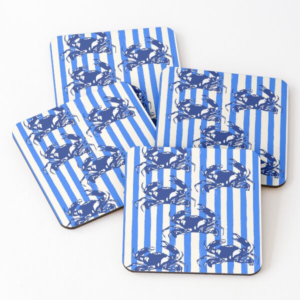 Item preview, Blue Coastal Crab Aesthetic Retro Stripe designed and sold by MaiZephyr.