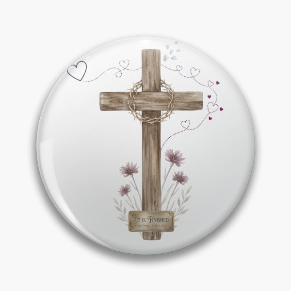 Item preview, Watercolor Good Friday Cross with Crown of Thorns and Heart Trail Illustration designed and sold by Stickivo.