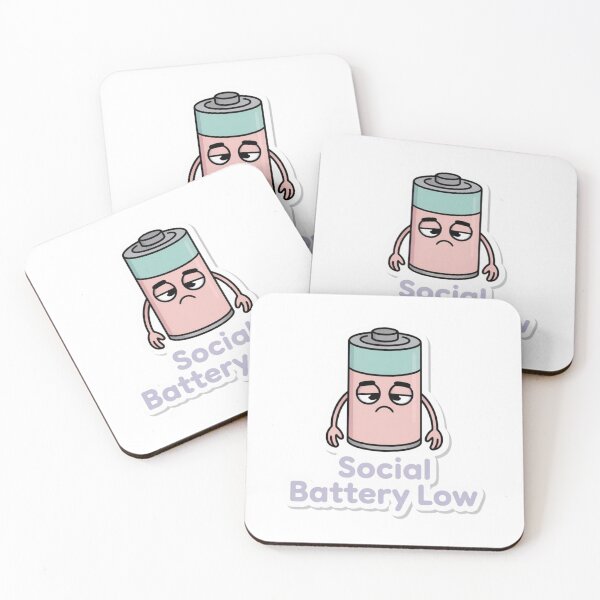 Item preview, Social Battery Low Cute Sticker Introvert Life, brafdesign designed and sold by Brafdesign.