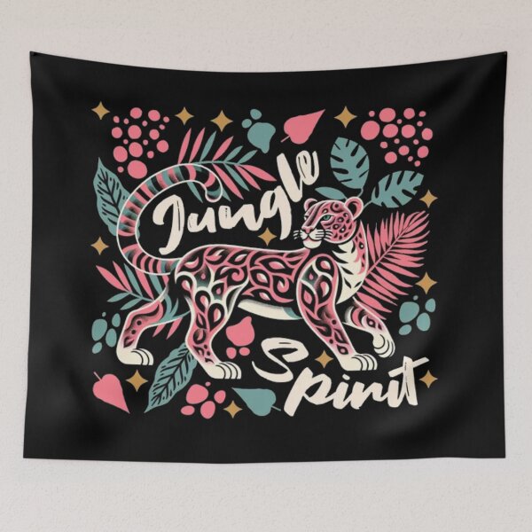Item preview, Jungle Spirit - Pink Leopard & Tropical Leaves designed and sold by GenZFashion000.