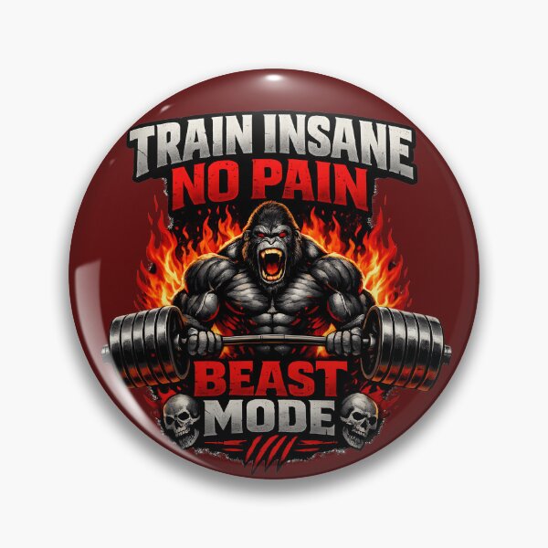 Item preview, Train Insane Beast Mode Gorilla Gym Workout No Pain No Gain Fitness T-Shirt Design designed and sold by Nixora.