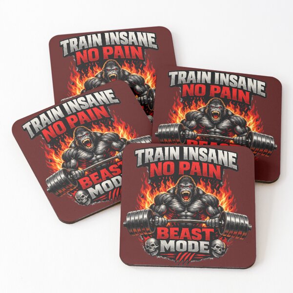 Item preview, Train Insane Beast Mode Gorilla Gym Workout No Pain No Gain Fitness T-Shirt Design designed and sold by Nixora.