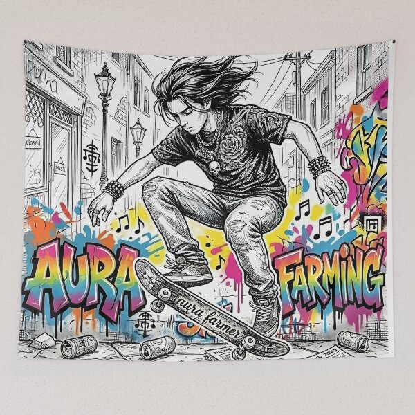 Item preview, Aura Farming - Grunge Fashion Boy - Skater in Urban Street designed and sold by Drishya-Designs.
