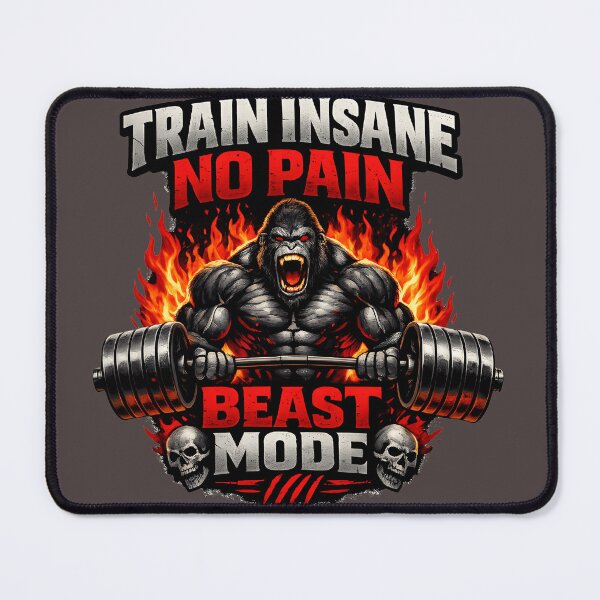 Item preview, Train Insane Beast Mode Gorilla Gym Workout No Pain No Gain Fitness T-Shirt Design designed and sold by Nixora.