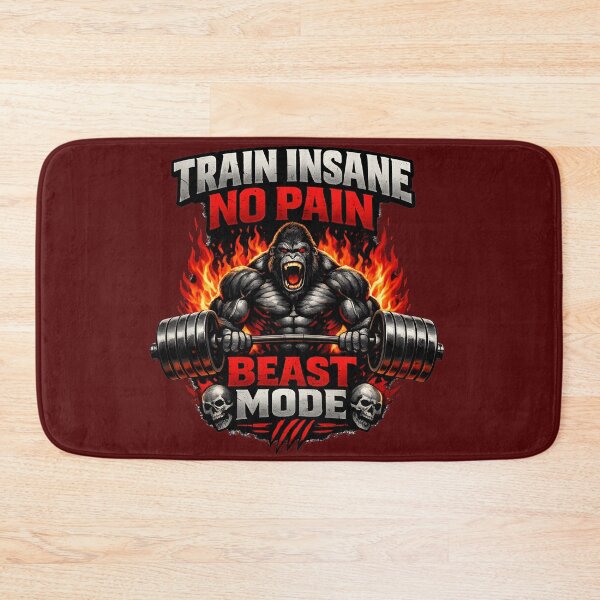 Item preview, Train Insane Beast Mode Gorilla Gym Workout No Pain No Gain Fitness T-Shirt Design designed and sold by Nixora.