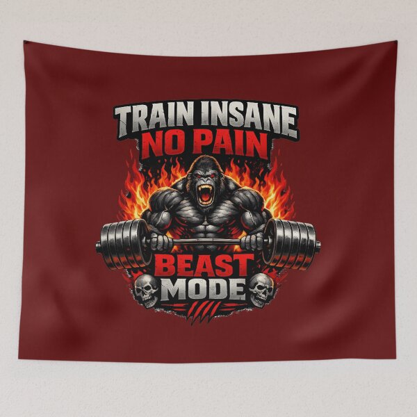 Item preview, Train Insane Beast Mode Gorilla Gym Workout No Pain No Gain Fitness T-Shirt Design designed and sold by Nixora.