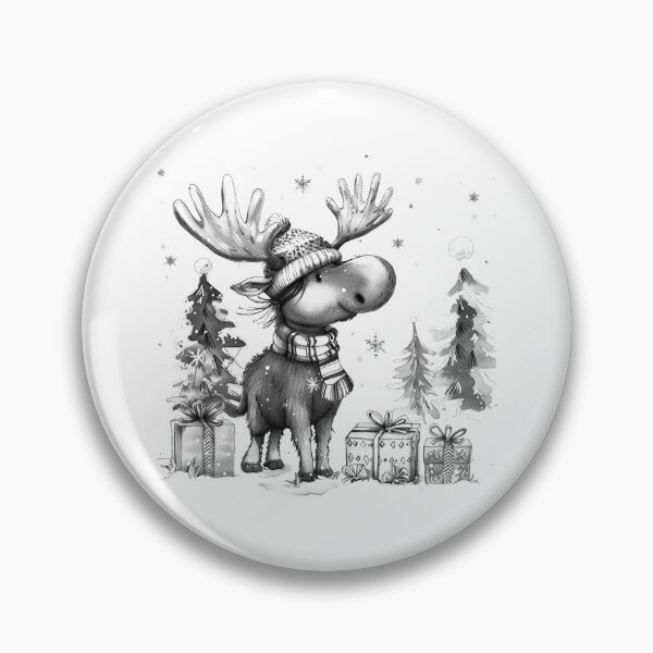 Item preview, Cute Christmas Moose with Gifts | Whimsical Winter Holiday Art designed and sold by inkoutninja.