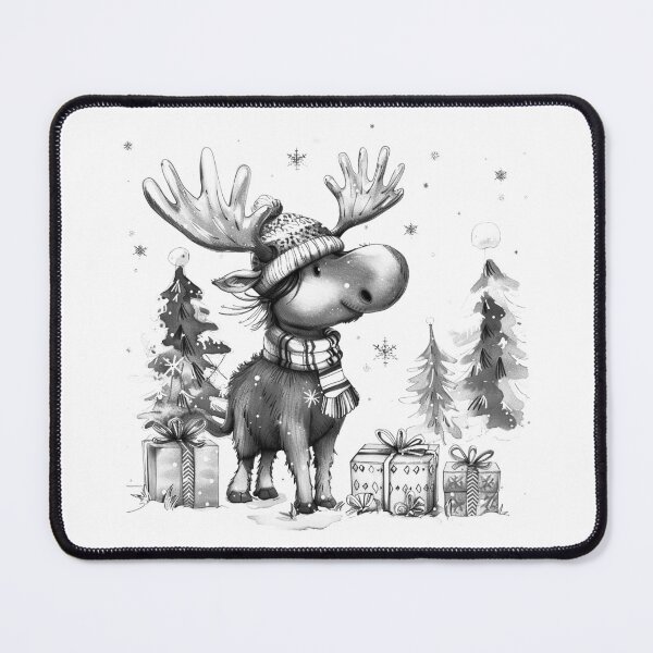 Item preview, Cute Christmas Moose with Gifts | Whimsical Winter Holiday Art designed and sold by inkoutninja.