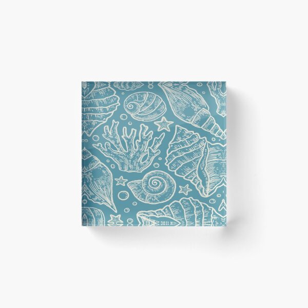 Item preview, Blue etched nautical seashell pattern designed and sold by NivyasArtistry.