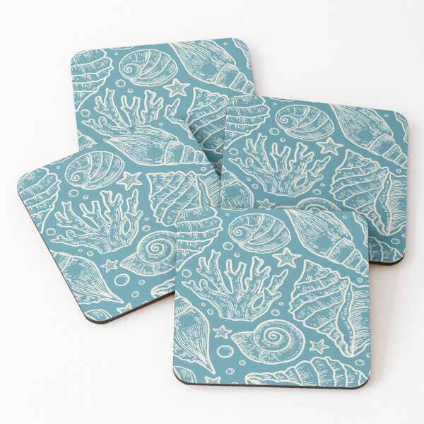 Item preview, Blue etched nautical seashell pattern designed and sold by NivyasArtistry.