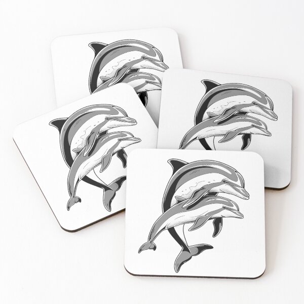 Item preview, Dolphin Duo Ocean Dance | Playful Marine Life Art designed and sold by inkoutninja.