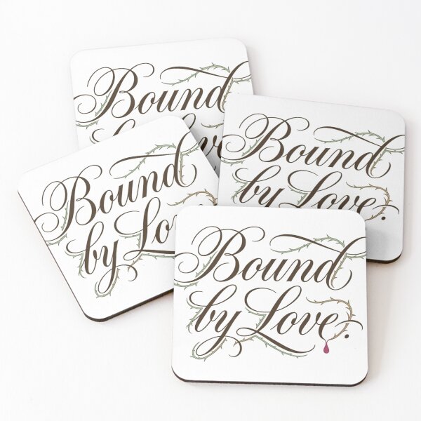 Item preview, Elegant "Bound by Love" Calligraphy with Stylized Thorns and Magenta Drop designed and sold by Stickivo.