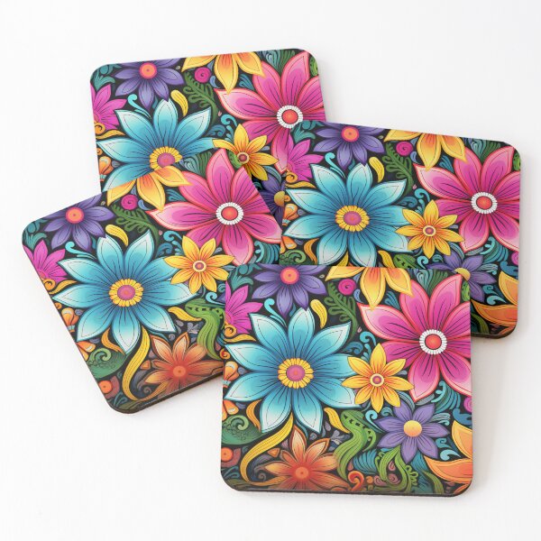 Item preview, Psychedelic Vibrant Multicolor Flowers Pattern designed and sold by GrinGalore.