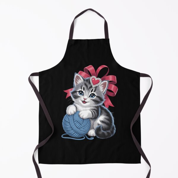 Item preview, Valentines Day Cat Play With Yarn Cute Animal Knitting Kitty designed and sold by PunkNation-Arts.