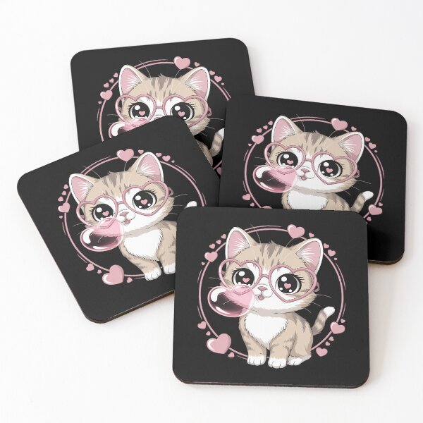 Item preview, Valentine's Day Cat with Heart Glasses Bubble Gum Cute Cat designed and sold by PunkNation-Arts.