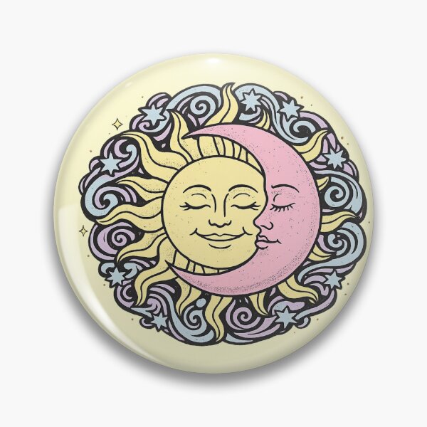 Item preview, Vintage Sun and Moon Face Celestial Boho Mystical Round Art designed and sold by VibeMax.
