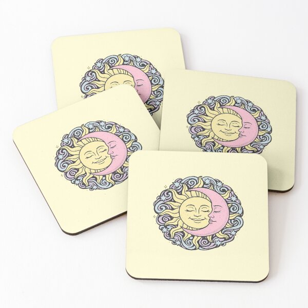 Item preview, Vintage Sun and Moon Face Celestial Boho Mystical Round Art designed and sold by VibeMax.