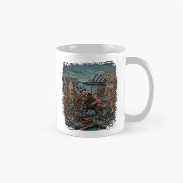 Item preview, Coozilla Attacks Glasgow: Highland Cow Monster Scottish City designed and sold by Loom on the Loch.