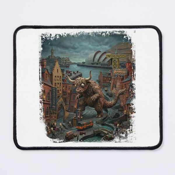 Item preview, Coozilla Attacks Glasgow: Highland Cow Monster Scottish City designed and sold by Loom on the Loch.