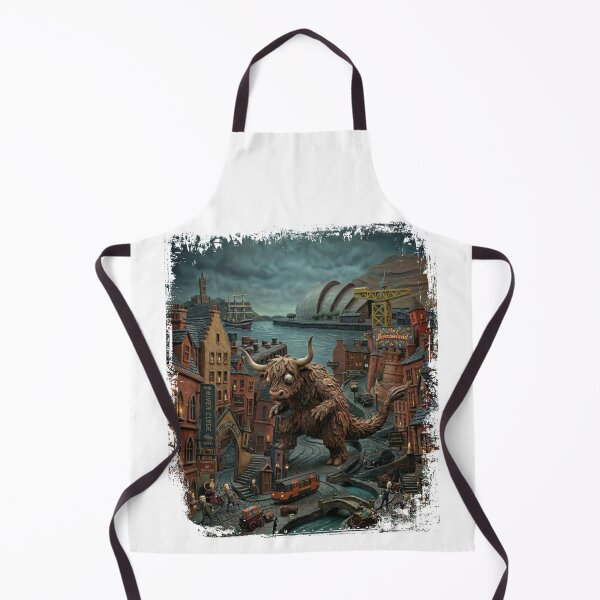 Item preview, Coozilla Attacks Glasgow: Highland Cow Monster Scottish City designed and sold by Loom on the Loch.