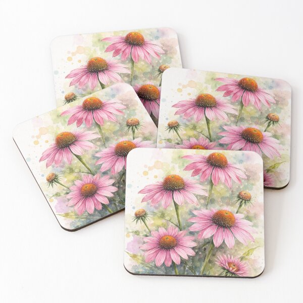 Item preview, Pink Coneflower Watercolor Illustration – Echinacea Floral Art Soft Botanical Print designed and sold by Darlin8888.