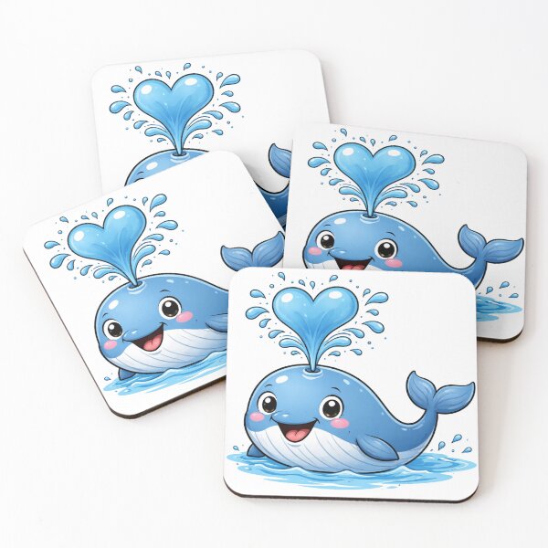 Item preview, Cartoon whale blowing heart-shaped water designed and sold by PriyankaSonara.