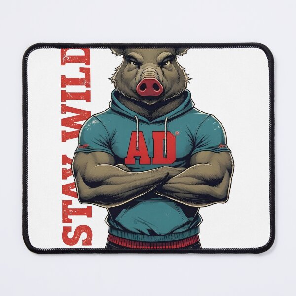 Item preview, Stay Wild Muscular Boar Streetwear Hoodie Design designed and sold by ArtnarongDesign.