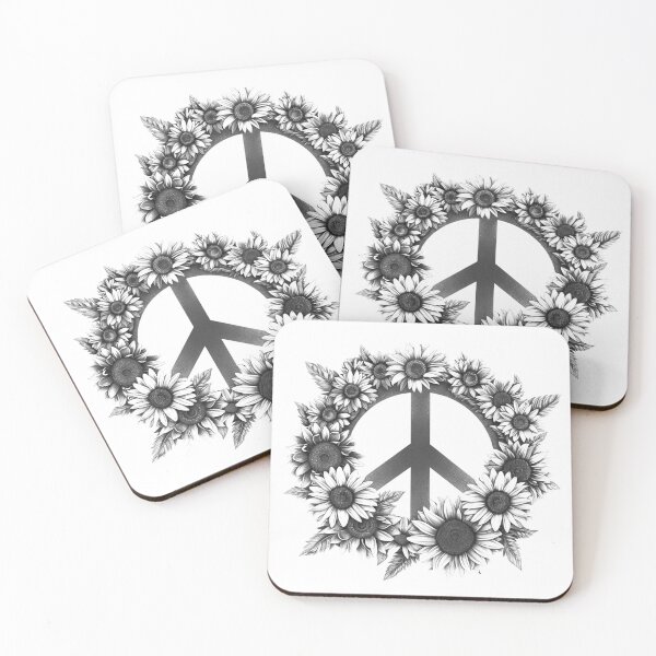 Item preview, Sunflower Peace Sign | Boho Floral Hippie Aesthetic Art designed and sold by inkoutninja.