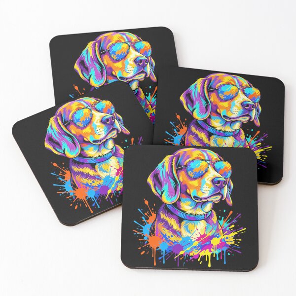 Item preview, Colorful Pop Art Beagle Dog wearing Sunglasses Paint Splatter designed and sold by seven things shop.