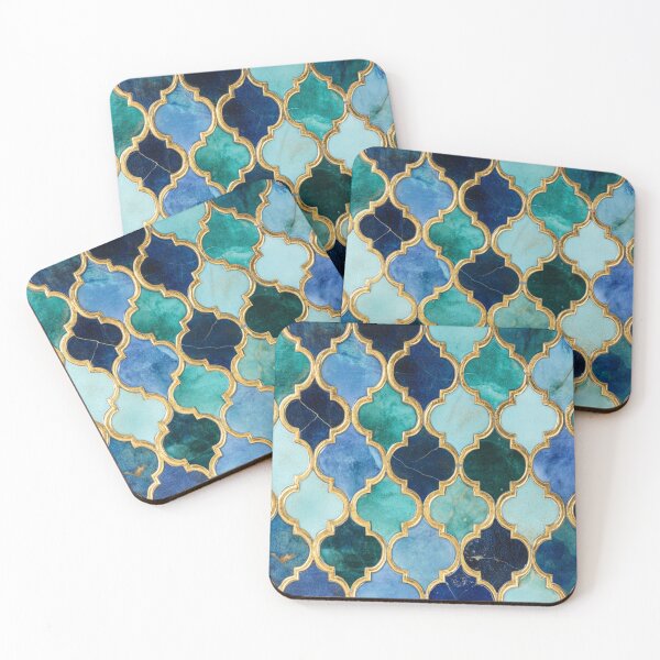Item preview, Royal Azure Emerald Maroccan Gold Gilding Pattern designed and sold by GrinGalore.