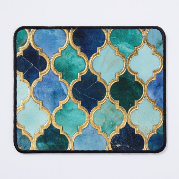 Item preview, Royal Azure Emerald Maroccan Gold Gilding Pattern designed and sold by GrinGalore.