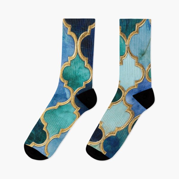 Item preview, Royal Azure Emerald Maroccan Gold Gilding Pattern designed and sold by GrinGalore.