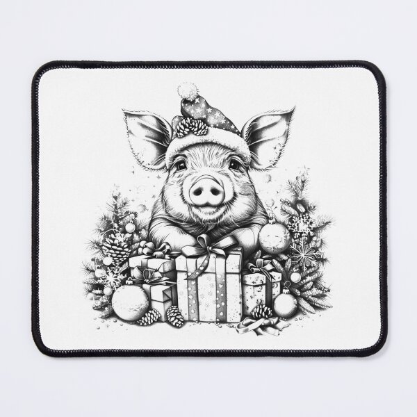 Item preview, Cute Christmas Pig with Presents | Whimsical Holiday Farm Animal Art designed and sold by inkoutninja.