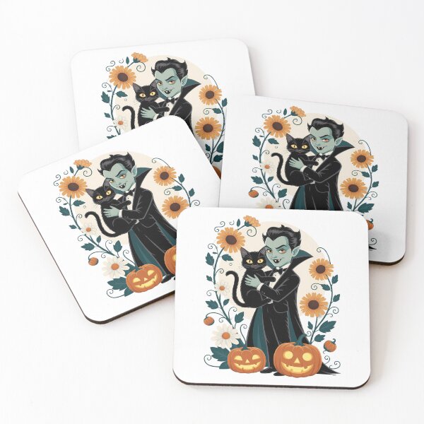 Item preview, Vampire with Black Cat Floral Halloween designed and sold by HellD3vil-Art.