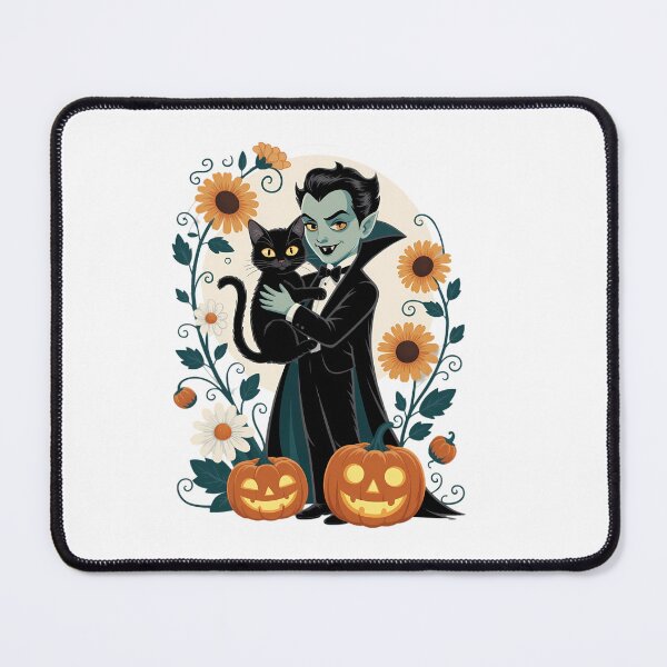 Item preview, Vampire with Black Cat Floral Halloween designed and sold by HellD3vil-Art.